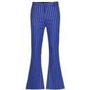 Madcap England Classic Blue Mod Stripe Flared Trousers pictured from front