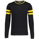 Madcap England Columbia Ivy League Knitted Stripe Sleeve Jumper in Black and Yellow MC1093