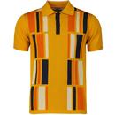 Madcap England Men's Comet Retro 1950s 60s Style Mod Polo Shirt in Golden Orange