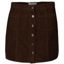Madcap England Women's Retro 70s Cord A-Line Skirt in Cocoa Brown