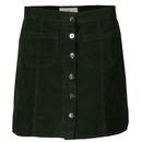 Madcap England Women's Retro 70s Cord A-Line Skirt in Forest Green