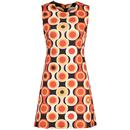 Madcap England Daytripper Psych Out 60s Mod Dress in Black Coffee and Red MC555