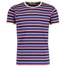 Madcap England Dekker Retro Multi Stripe T-shirt in Maritime Blue