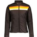 Madcap England Delaney II Retro 70s Chest Stripe Racer Jacket in Chocolate Brown