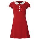 Madcap England Dollierocker 1960s Mod Peter Pan Collar Dress in Chilli Pepper Red