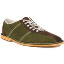 Madcap England Dude Mod Northern Soul Bowling Shoes in Dark Green/Brown