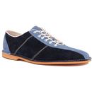 Madcap England All Up Men's Mod Northern Soul Bowling Shoes in Navy/Sky