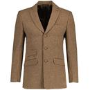 Dylan Brushed Dogtooth Suit Blazer Jacket in Chocolate Brown by Madcap England