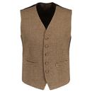 Dylan Brushed Dogtooth Waistcoat in Chocolate Brown by Madcap England