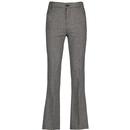 Madcap England Dylan Brushed Dogtooth Retro 70s Flared Trousers in Atmosphere