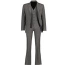 Madcap England Dylan Retro 70s Dogtooth Brushed Wool Blend Suit with Flared Trousers in Atmosphere