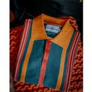 Madcap England Farlowe 1960s Mod Stripe Knitted Polo Shirt in Ponderosa Pine	