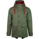 Madcap England Mod Hooded Fishtail Parka Jacket in Olive