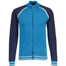 Madcap England Fuller Retro Knitted Track Top in Celestial Blue