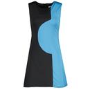 Madcap England Golightly 60s Mod Op Art Dress in Black and Cyan Blue MC379