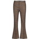 Madcap England Herringbone Wool Check Flared Trousers in Brown