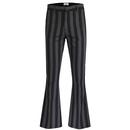 Madcap England Inferno Retro Mod Roller Stripe Bellbottom Flared Trousers in Black and Grey