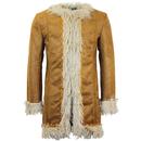 Madcap England Instant Karma Retro 1960s Faux Suede Afghan Coat in Tan