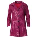 Madcap England Jackie Women's 1960s Mod PVC Raincoat in Maroon Pearl