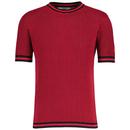 Madcap England Jet 60s Mod Waffle Knit T-shirt in Jester Red