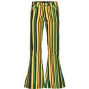 Madcap England Killer Stripe Retro 70s Corduroy Flares in Yellow Cream MC504