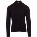 Madcap England Retro Mod Funnel Neck Knitted Track Top in Black