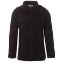 Madcap England Lennon Retro Mod Cord Military Shirt Jacket in Black