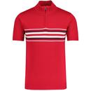 Madcap England Lytton Short Sleeve Britpop Stripe Knitted Cycling Top in Red MC1125