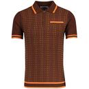 Madcap England Miles Short Sleeve Textured Dash Knitted Polo Shirt in Potting Soil MC1040