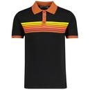 Madcap England Mix Tape Gradient Stripe Knitted Polo Shirt in Black MC1084