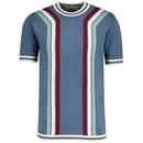 Madcap England Modernista Mod Abstract Stripe Waffle Jacquard Knit Tee in Orion Blue 