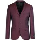 Madcap England 1960s Mod Mohair Tonic 3 Button Suit Jacket in Burgundy