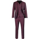 Madcap England 1960s Mod Tailored Mohair Tonic 3 Button Suit in Burgundy