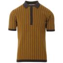 Madcap England Mojo Men's Retro Mod Dash Stripe Knit Polo Shirt in Arrowood
