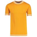 Madcap England Moon 60s Mod Tipped Knitted T-shirt in Cadmium Yellow