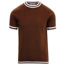 Moon MADCAP ENGLAND 60s Mod Tipped Knit Tee BISON