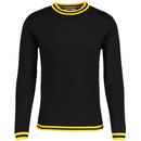 Madcap England Long Sleeve Moon Tipped Knitted Jumper in Black and Yellow MC587