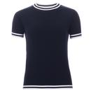 Madcap England Kim Women's Retro Mod Moon Knitted Tipped Tee in Navy 