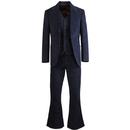 Madcap England Montana Retro 70s Three Piece Cord Suit With Flared Trousers in Navy