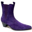 Outlaw Cuban Heel Chelsea Boots with Winklepicker Toe in Purple Suede by Madcap England