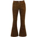 Madcap England Paisley Rave Retro 70s Cord Paisley Bellbottom Flares in Tan
