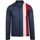 Madcap England Retro Mod Racing Stripe Biker Jacket in Navy