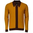 Madcap England Men's Knitted Big Collar Ring Pull Cardigan in Buckthorne