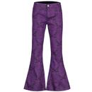 Madcap England Rock Paisley Twill Bell Bottom Flares in Black and Purple MC1112