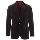 Madcap England Serge Men's 1960s Mod 3 Button Pinstripe Velvet Blazer Jacket in Black