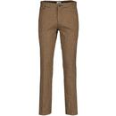 Dylan Brushed Dogtooth 60s Mod Slim Leg Trousers in Chocolate Brown by Madcap England