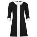 Madcap England 1960s Mod Stripe Panel Collar Dress in Black and White