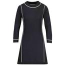 Madcap England Marchand Retro 1960s Textured Piping Dress in Black MC1119