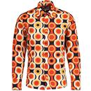 Trip Psych Out Retro 60s Abstract Mod Target Shirt in Black Coffee from Madcap England  