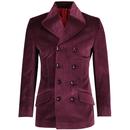 Madcap England Rare Breed 60s Mod Double Breasted Velvet Jacket in Wine